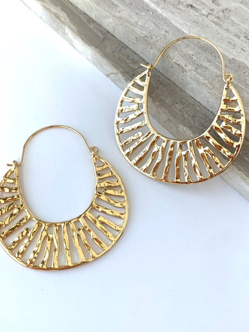 NEW Anthropologie Sun Ray Crescent Hoop Earrings